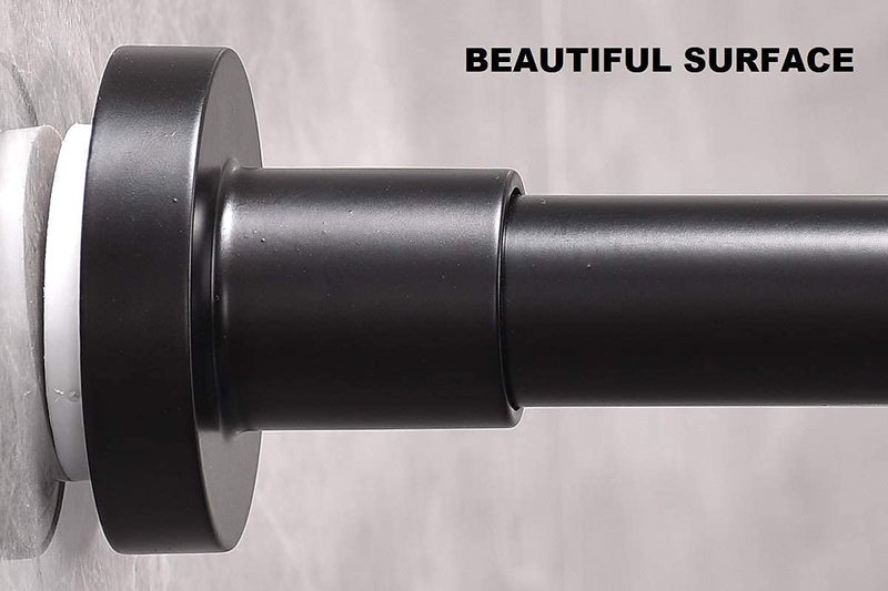 BRIOFOX Shower Curtain Rod 43-73 Inches Matte Black, Rustproof and Non-Fall Down Spring Tension Rod for Window or Bathroom, Stainless Steel - Image 3